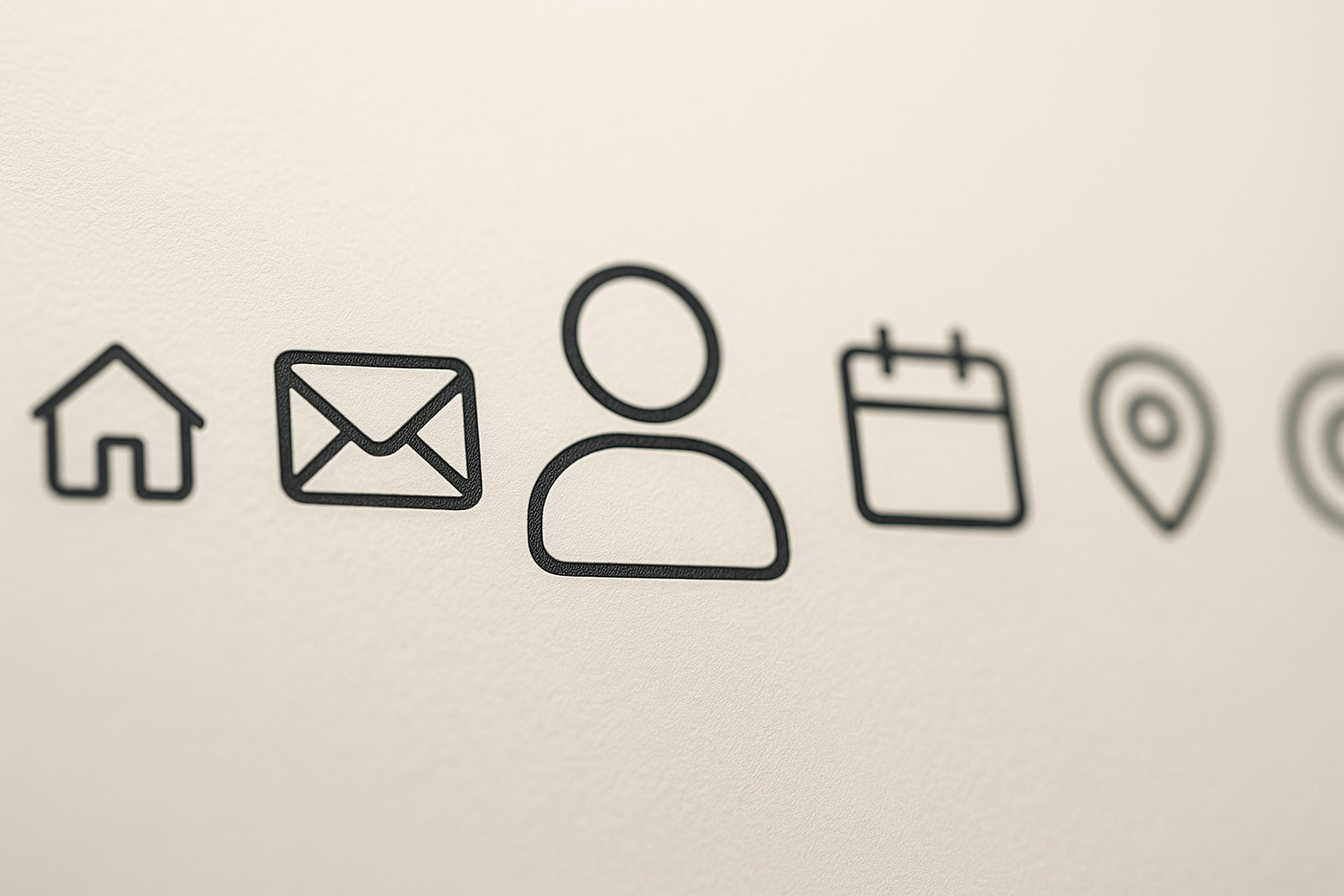 Row of line icons showing inconsistent stroke weights illustrating icon stroke weight drift