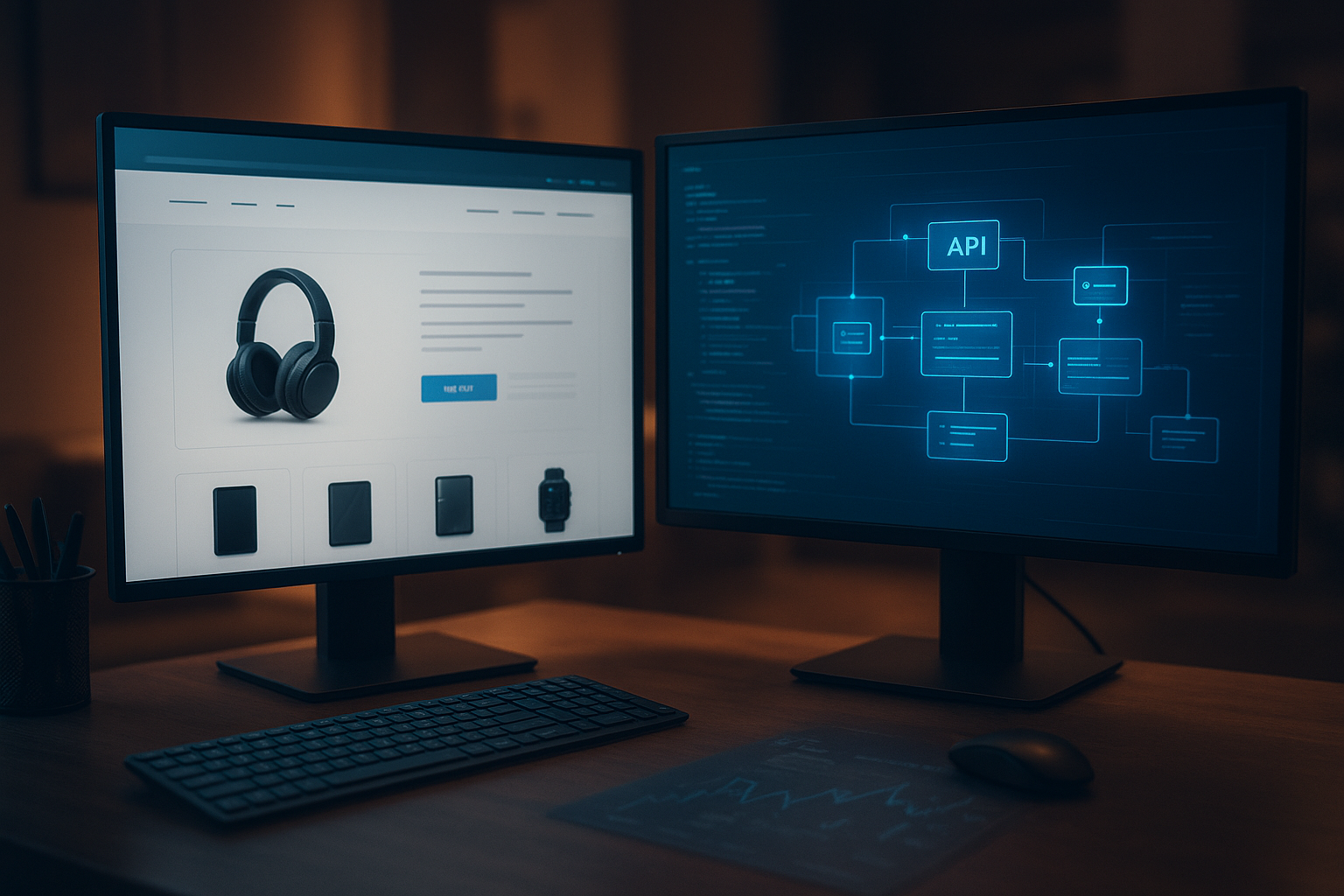 Developer workstation showing headless Shopify storefront architecture and pricing analysis in India